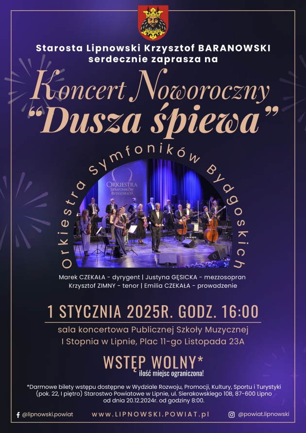 Plakat promujący Koncert Noworoczny &quot;Dusza Śpiewa&quot;