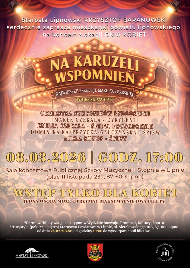 Plakat koncertu "NA KARUZELI WSPOMNIEŃ". Treść plakatu w informacji prasowej