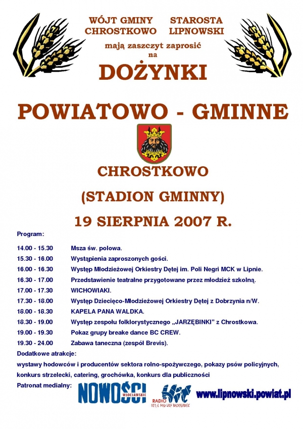 DOŻYNKI POWIATOWO – GMINNE CHROSTKOWO