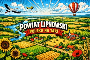 Grafika ilustracyjna z napisem Powiat Lipnowski - POLSKA NA TAK!
