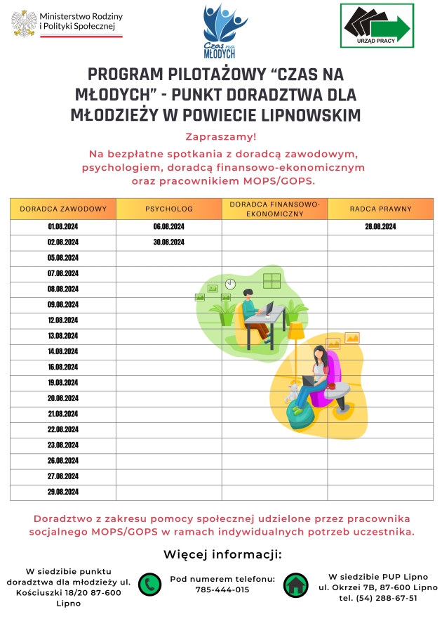 Program Pilotażowy &quot;Czas Na Młodych&quot; - Punkt Doradztwa Dla Młodzieży w Powiecie Lipnowskim