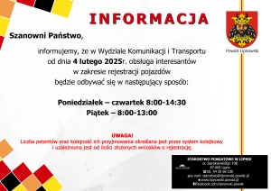 Informacja dotycząca pracy Wydziału Komunikacji i Transportu 
