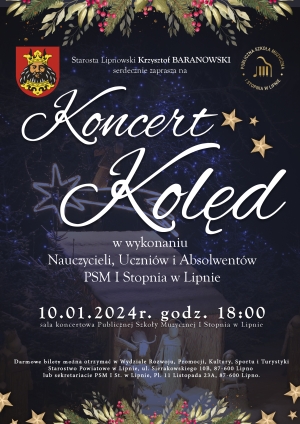 Plakat promujący drugi koncert kolęd - 10.01.2024