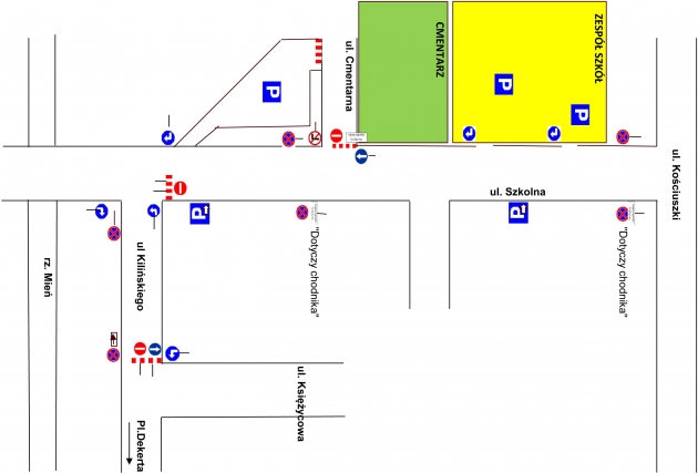 Organizacja ruchu w obrębie Cmentarza Parafialnego w Lipnie obowiązująca w dniach 31.10.-01.11.2015r.