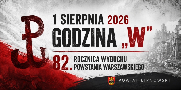 Grafika ilustracyjna. 1 sierpnia 2026 GODZINA "W" . 82. Rocznica wybuchu Powstania Warszawskiego