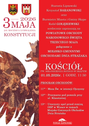 Powiatowe obchody Narodowego Święta Trzeciego Maja połączone z miejsko-gminnym Dniem Strażaka w Skępem