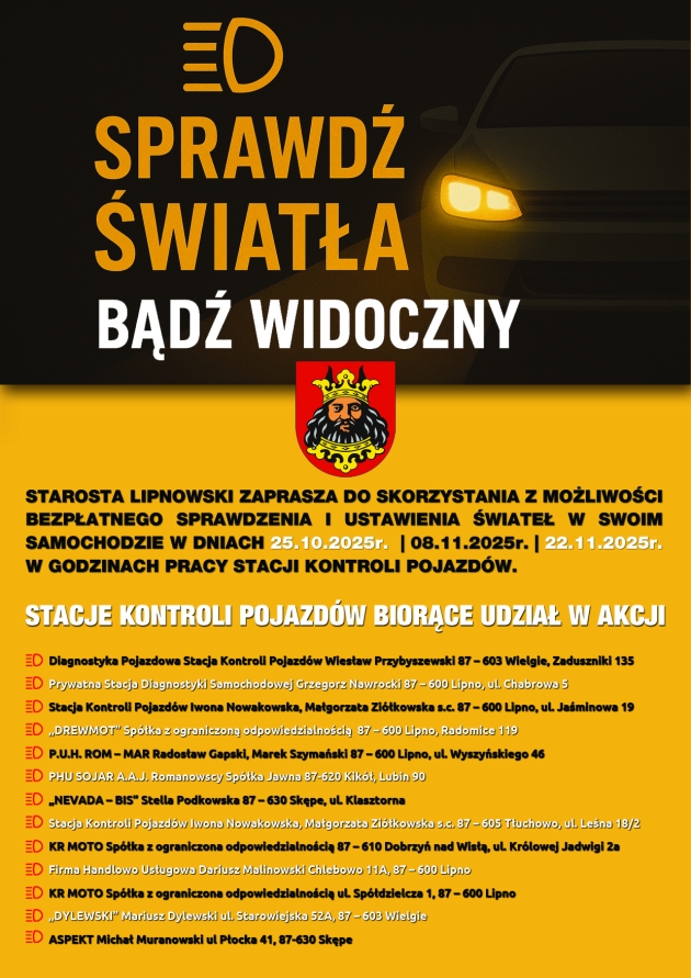 Plakat akcji &quot;Sprawdź światła – bądź widoczny! &quot;