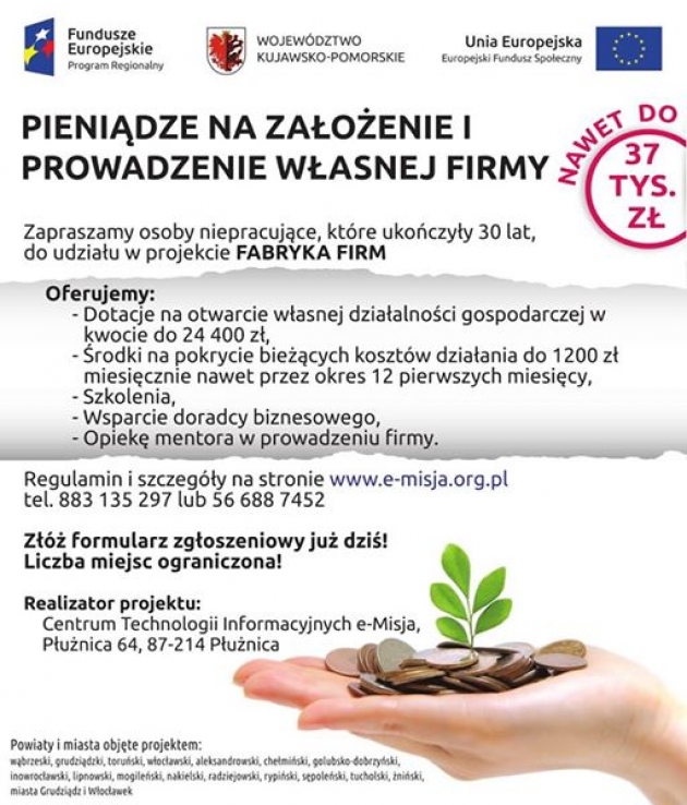 „Fabryka firm” - dotacje na założenie działalności gospodarczej!