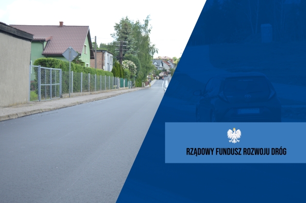 Grafika ilustracyjna. Zdjęcie drogi asfaltowej oraz napis Rządowy Fundusz Rozwoju Dróg a nad nim orzeł biały