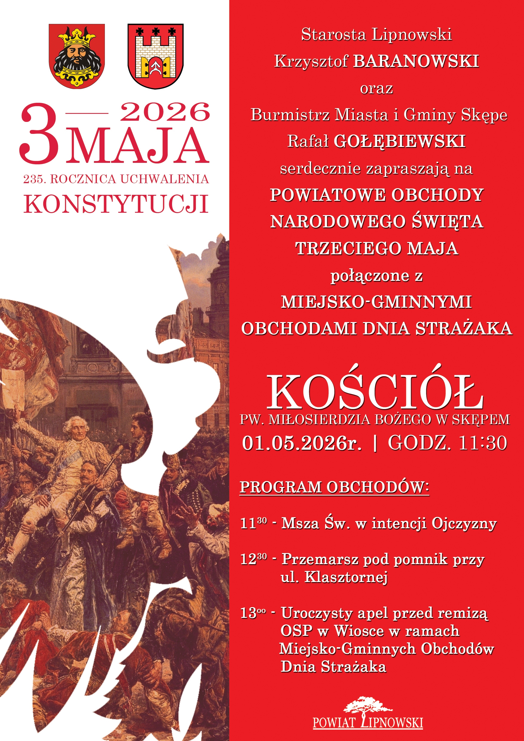 Powiatowe obchody Narodowego Święta Trzeciego Maja połączone z miejsko-gminnym Dniem Strażaka w Skępem